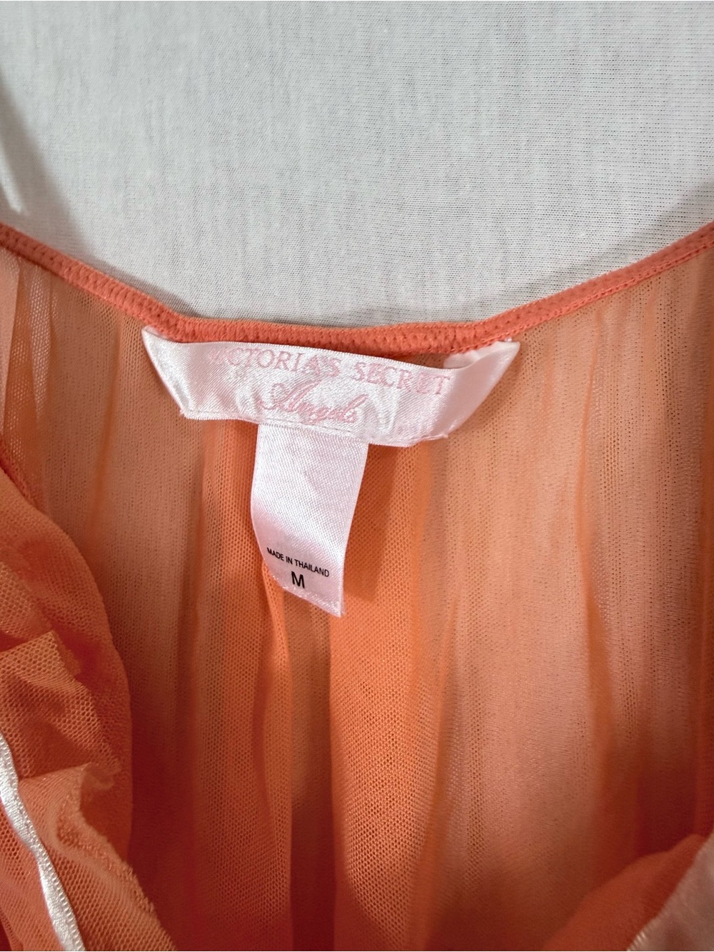 Vintage Victoria’s Secret size M Sheer Orange Satin-Trim Babydoll Slip - Picture 2 of 3